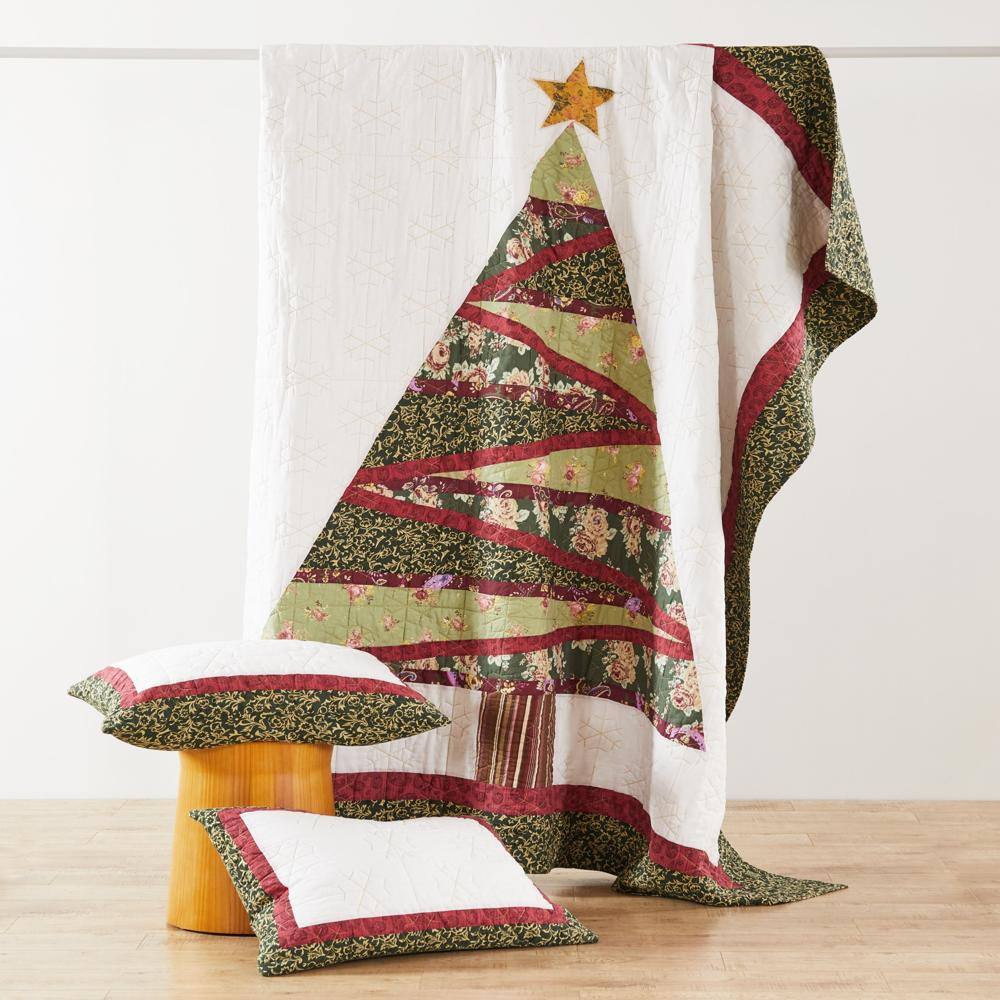 Alt View 1. Greenland Home Fashions - Greenland Home Fashions Christmas Tree Heirloom Patchwork and Applique Snowflake Quilt Set 2-Piece Twin/XL Holiday - Holiday.