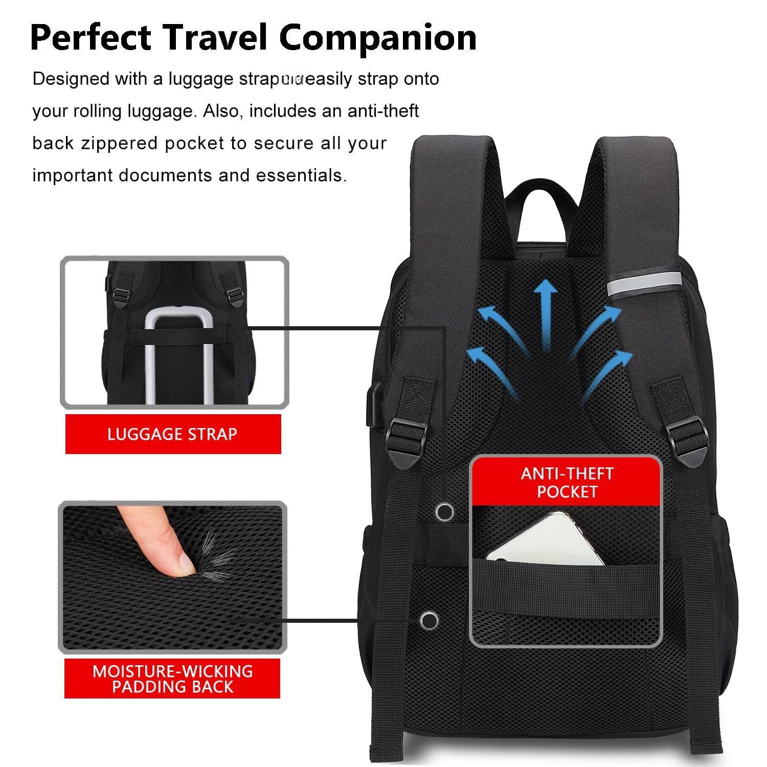 Alt View 1. Live At Space - Deep Storage Laptop Backpack With Usb Charging Port[water Resistant] College Computer Bookbag Fits 15 Inch Black - Bronze Black-17 inch-Large Travel Backpacks.