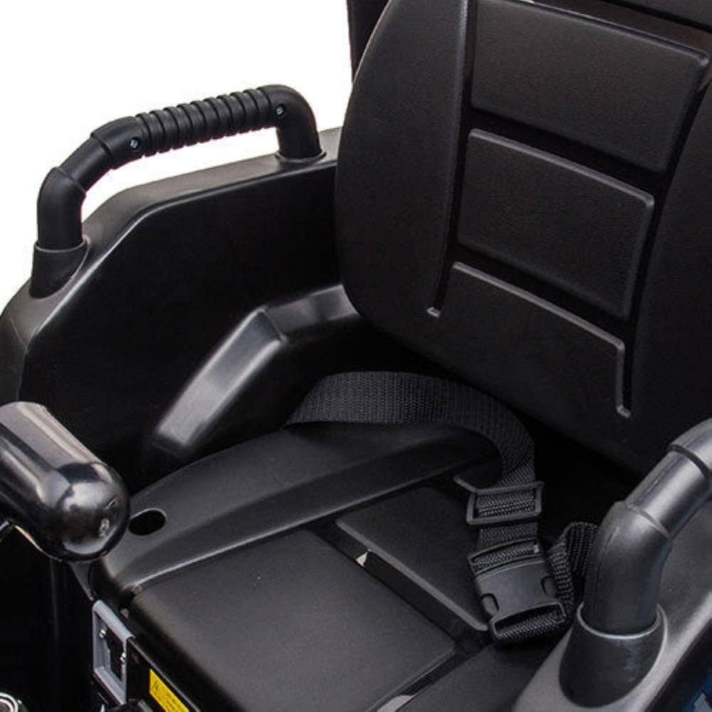 Left. BreeBe - 24V Kids Ride On Tractor with Parent Remote, Pedal Tractor, Working Loader & Backhoe, Electric Vehicle Toy with Trailer - Red.