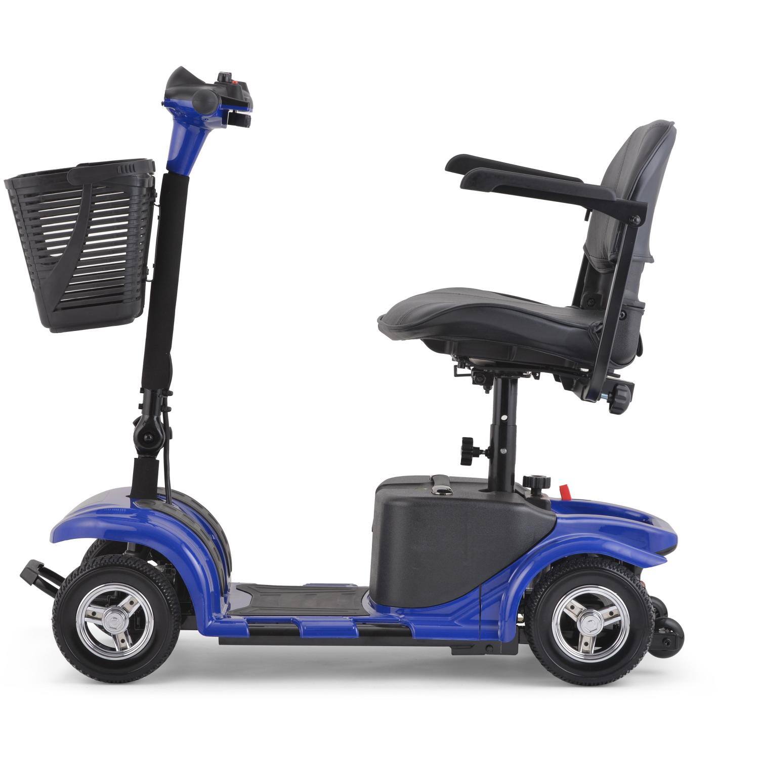 Left. Hover Heart - Foldable Electric Scooter for Seniors, with LED Headlights, Storage Basket & Rechargeable Battery,10 Mile Long Range - blue.