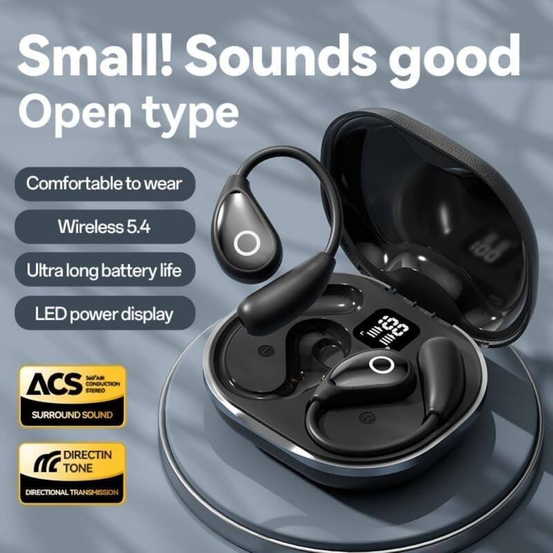Small! Sounds good  
Open type  

Comfortable to wear  
Wireless 5.4  
Ultra long battery life  
LED power display  

ACS  
SURROUND SOUND  

DIRECTIN TONE  
DIRECTIONAL TRANSMISSION