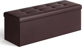 Songmics Home - 43-Inch Folding Storage Ottoman Bench – Synthetic Leather - Brown