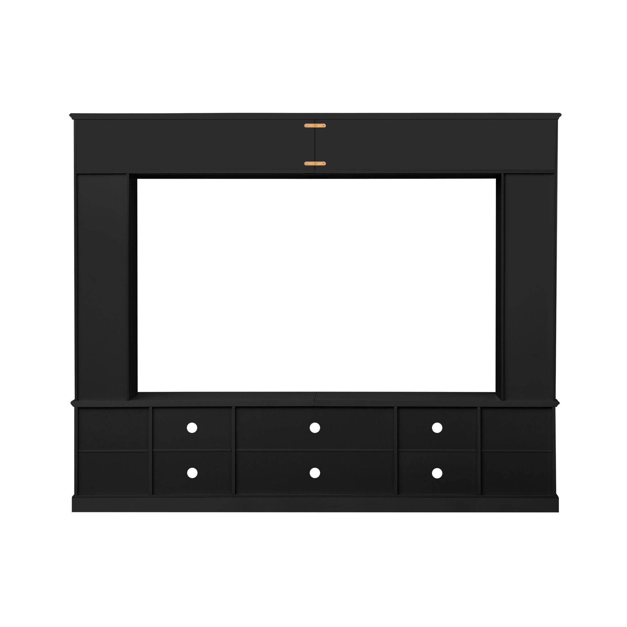 Alt View 2. Whisen - All-in-One Entertainment Center Wall Unit for TVs up to 80-Inch,TV Stand with Storage Shelves and Tempered Glass Doors - Black.