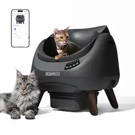 CatLink - Open Top Self-Cleaning Litter Box, Multi-Cat, Anti-Pinch, Health Monitor, App Control - Dark Gray