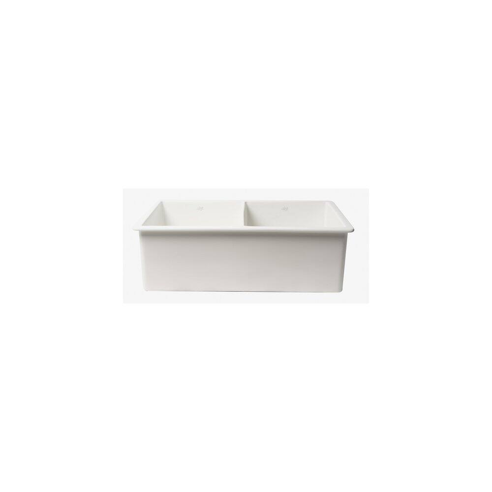 Alt View 1. Alfi - ALFI brand White 32 x 19 Double Bowl Fireclay Undermount / Drop In Kitchen Sink with Grid - White.