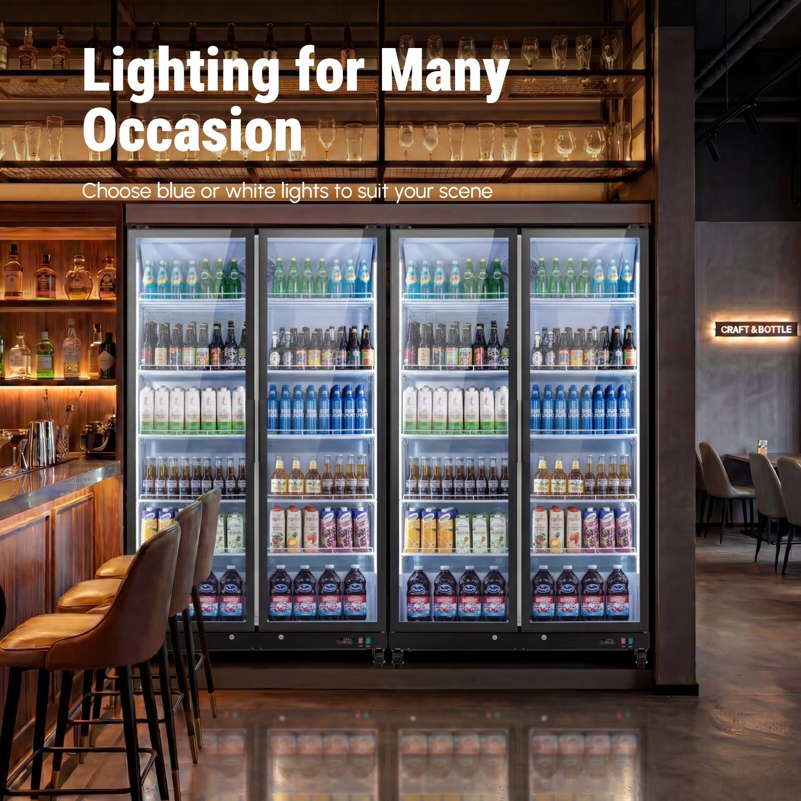 Lighting for Many Occasion  
Choose blue or white lights to suit your scene  
CRAFT & BOTTLE