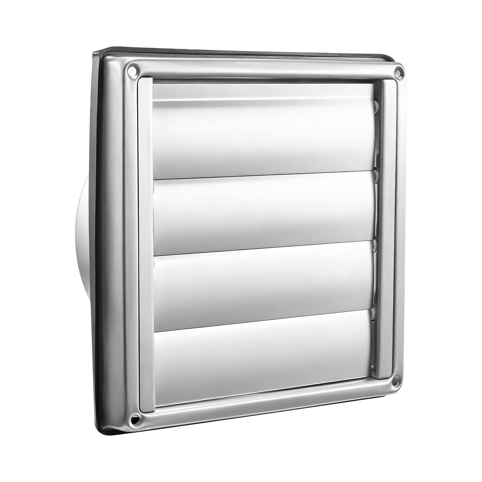 Alt View 5. VEVOR - 4 in Wall Vent Cover,Louvered Square AC Vent Gable Cover,Premium Stainless Steel&with Noise Reducing Rubber Gasket,1Pack - Silver.