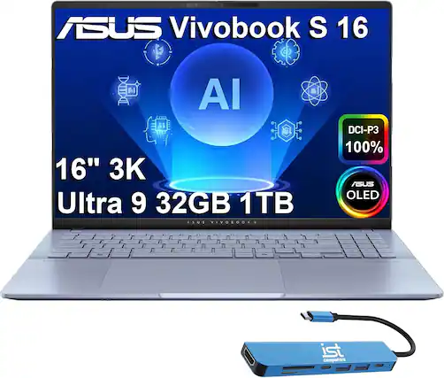 ASUS Vivobook S 16
AI
16" 3K Ultra 9 32GB 1TB
DCI-P3 100% ASUS OLED
ist Computers