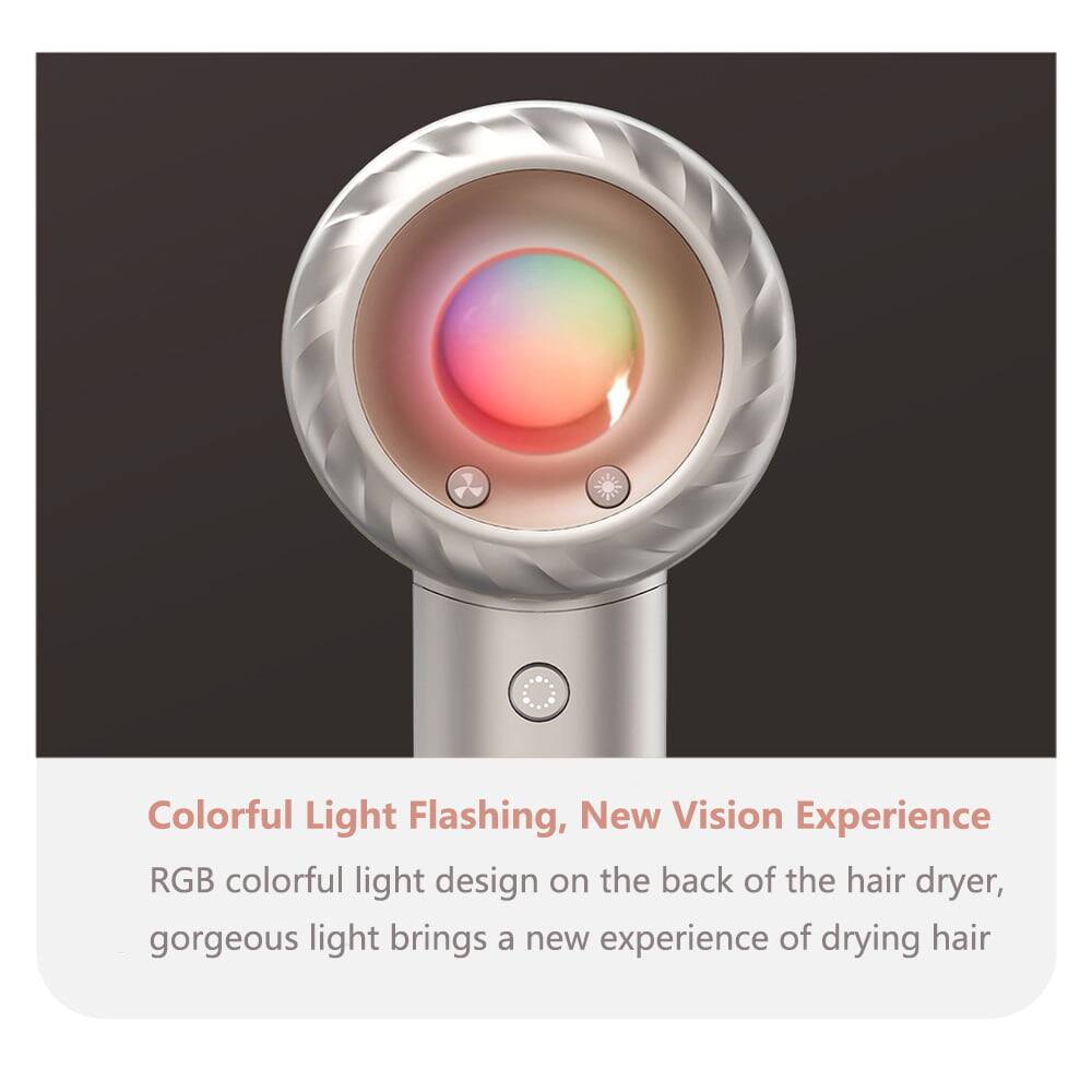 Colorful Light Flashing, New Vision Experience
RGB colorful light design on the back of the hair dryer, gorgeous light brings a new experience of drying hair