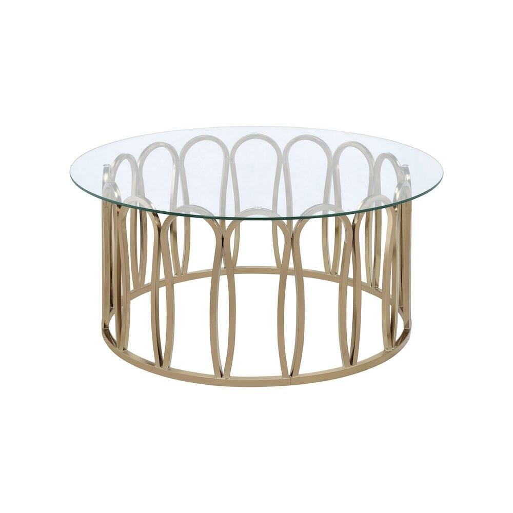 Front. Coaster Co. of America - Monett Round Glass Top Coffee Table Chocolate Chrome - Brown.