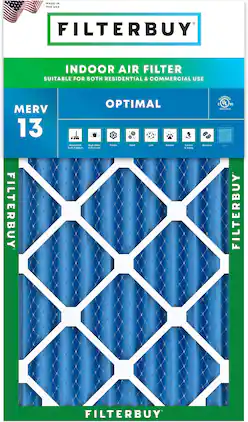 Filterbuy - 13x21.5x4 MERV 13 Smoke & Allergy Defense, Electrostatic Pleated HVAC AC Furnace Air Filters Replacement (1-Pack) - Blue