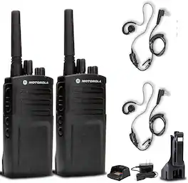 Motorola Solutions - 2 x Motorola RMV2080 On-Site 2-Way Radio + Motorola HKLN4604 Earpiece + More - Black