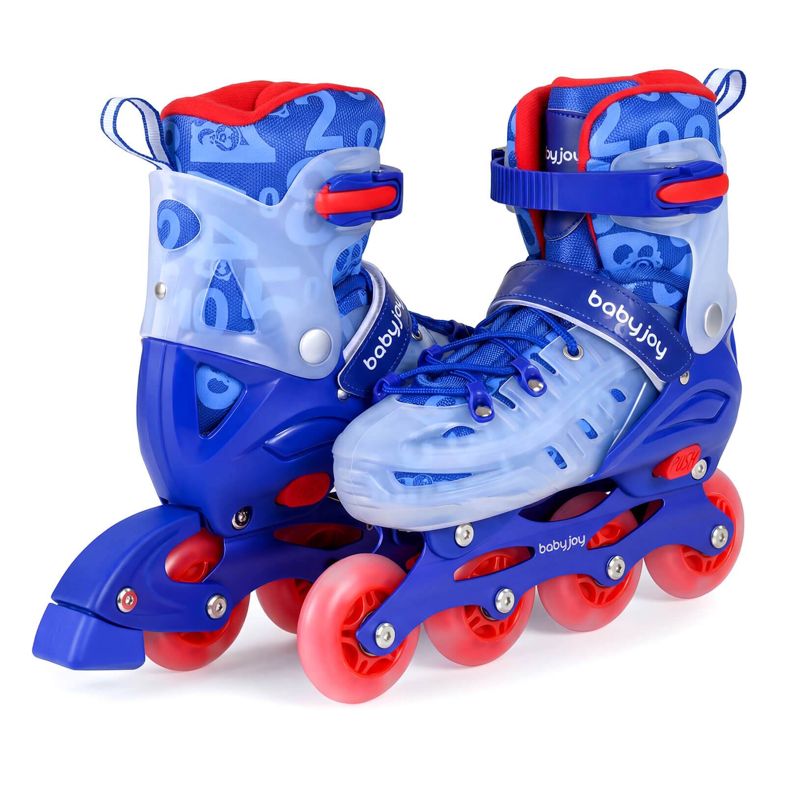 Costway - Kids Inline Skates for Boys Girls, 4-Size Adjustable Illuminating Roller Skates - Blue price history on PriceWatchPro