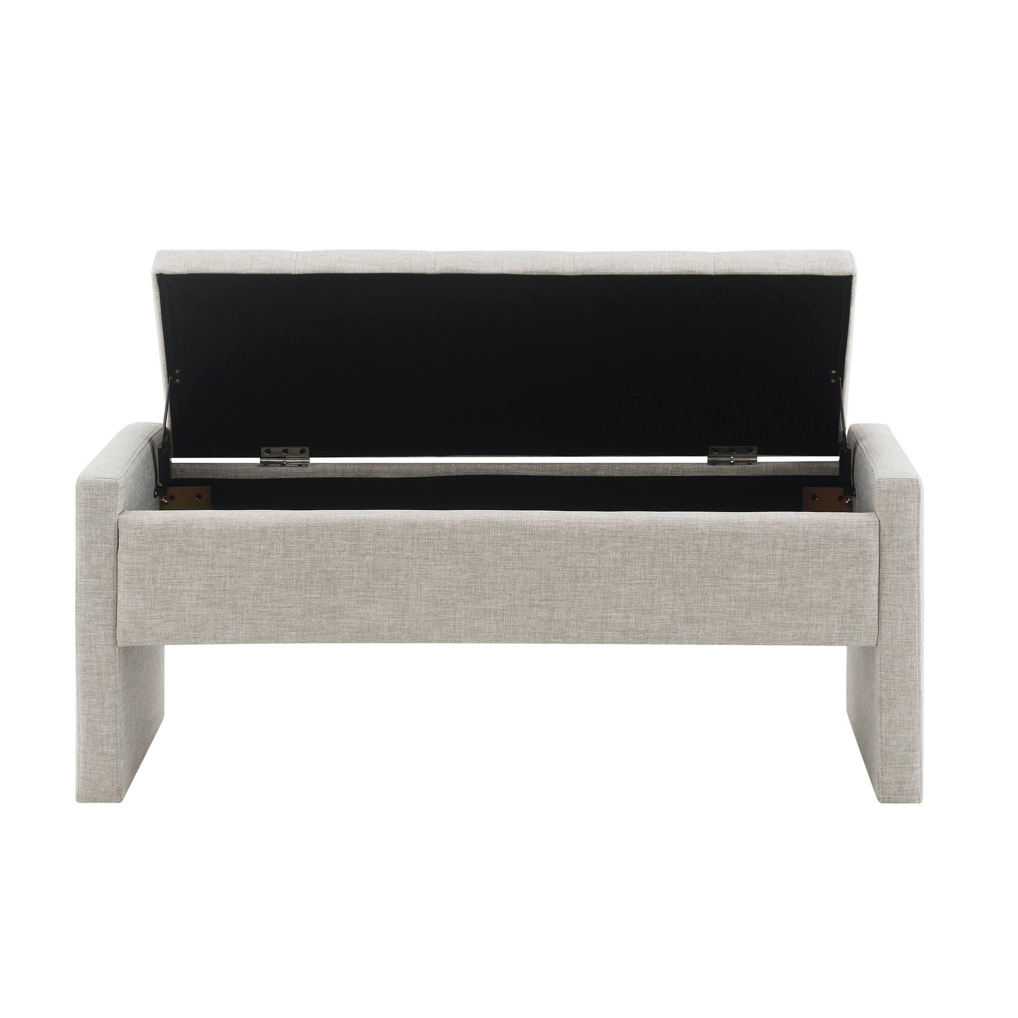 Alt View 2. GOODSILO - Upholstered Storage Bench with Comfortable Linen Fabric, Multi-Functional Footrest Ottoman for Living Spaces - LIGHT GREY.