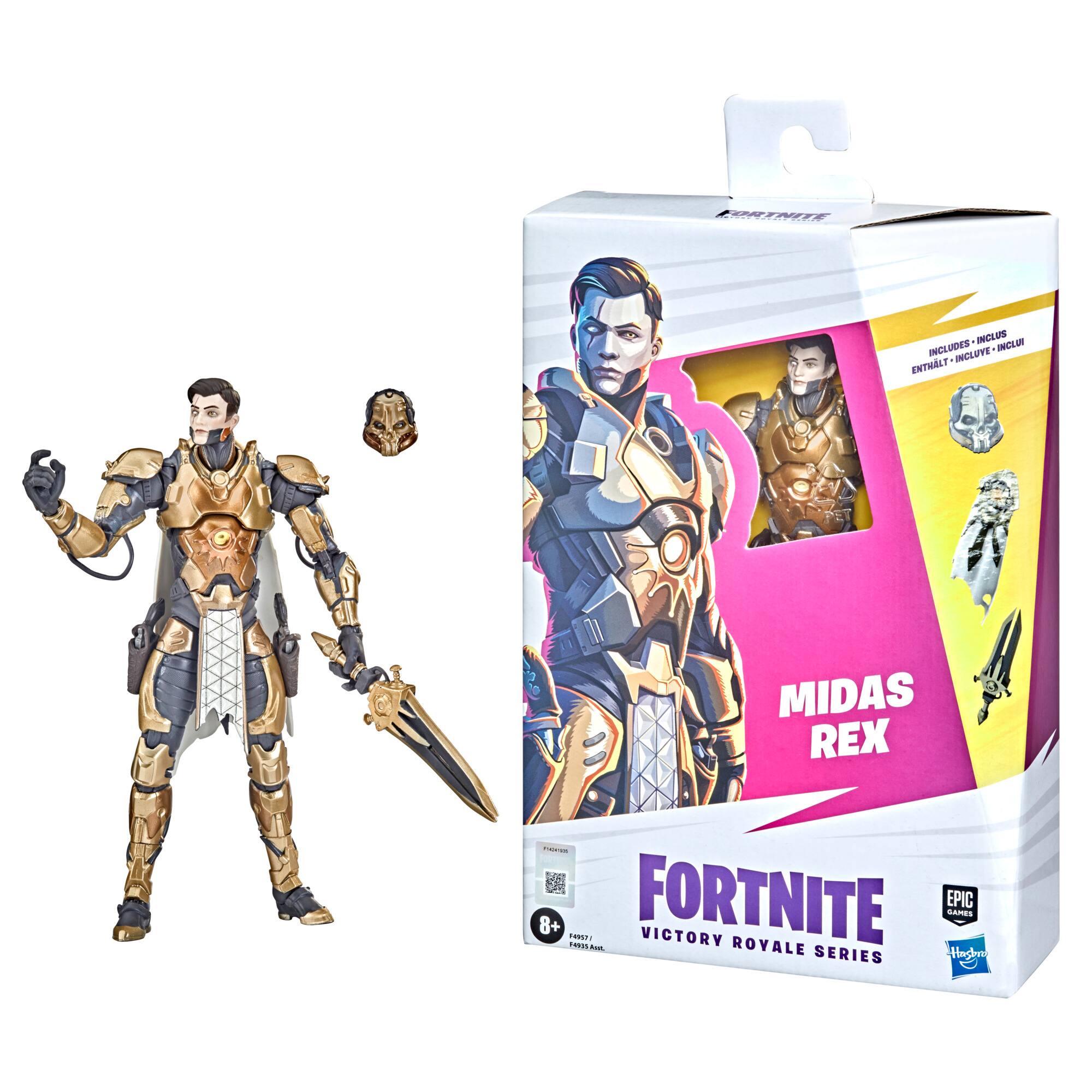 Front. Fortnite - Hasbro Fortnite Victory Royale Series Midas Rex Collectible Action Figure with Accessories - Ages 8 and Up, 6-inch.