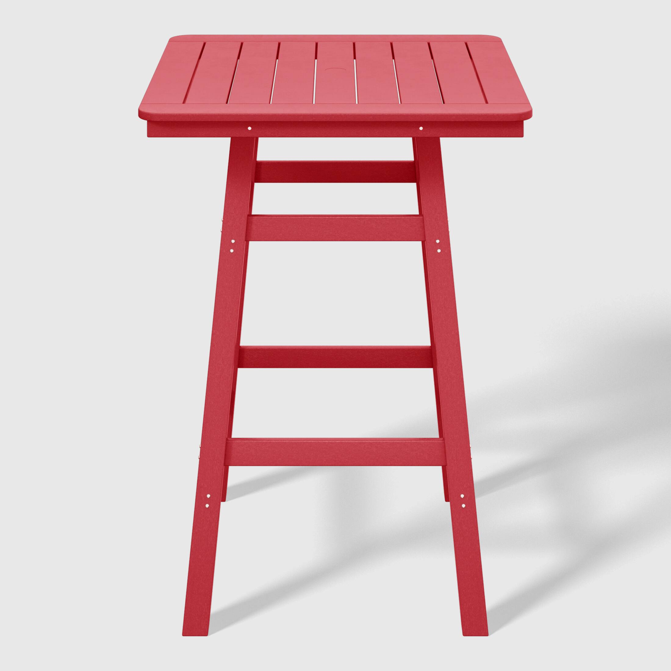 Back. WestinTrends - WestinTrends Malibu 30" Square Outdoor Patio Bistro Bar Table With Umbrella Hole - Red.