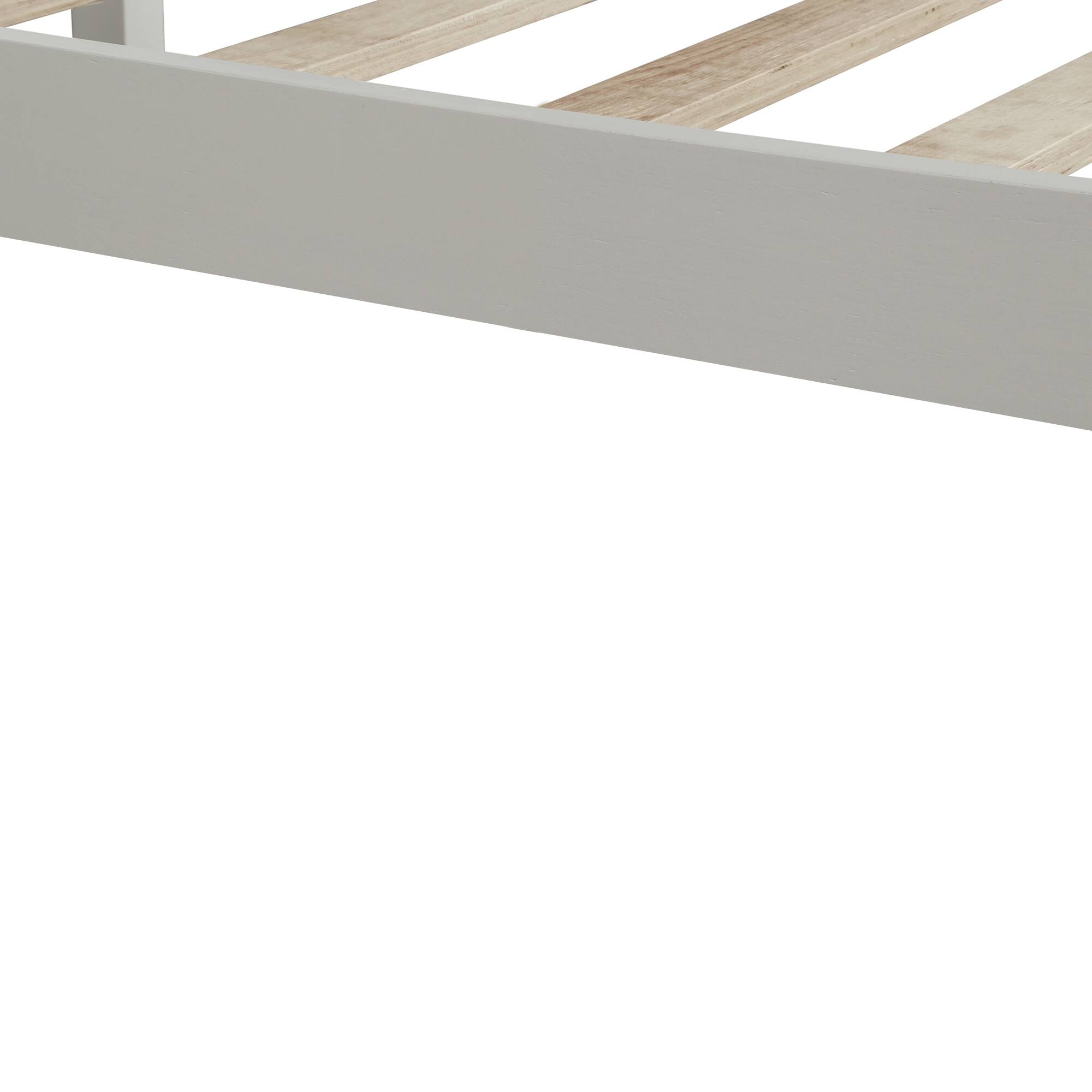 Alt View 4. Whisen - Full Size Platform Bed Frame with Headboard, Wood Slat Support, No Box Spring Needed - White.