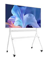 Front. VEVOR - Rolling TV Stand, Mobile TV Cart for 35-100 Inch LED/LCD/OLED Flat/Curved TVs, Portable Monitor Stand - White.
