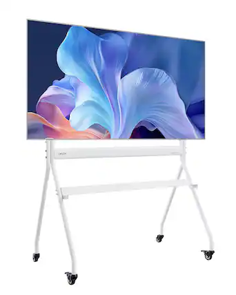 Front. VEVOR - Rolling TV Stand, Mobile TV Cart for 35-100 Inch LED/LCD/OLED Flat/Curved TVs, Portable Monitor Stand - White.