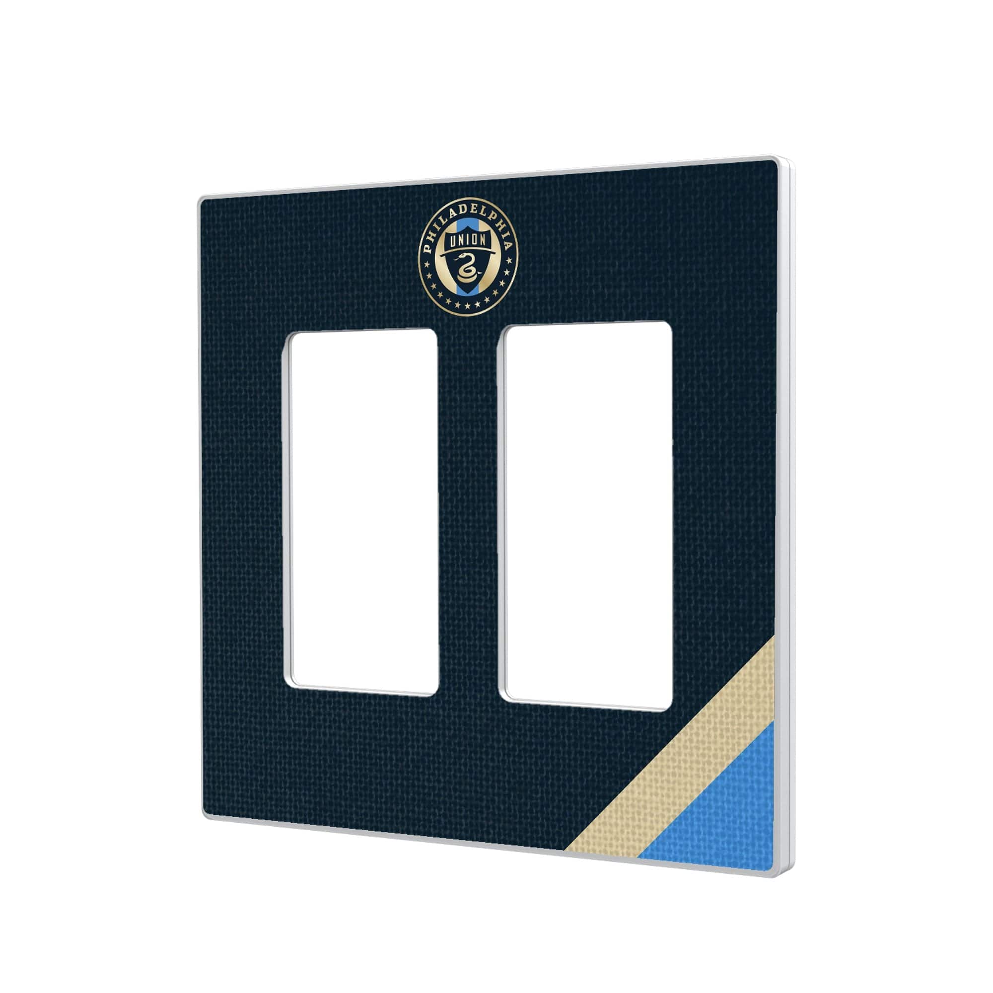 Keyscaper - Philadelphia Union Diagonal Stripe Design Double Rocker Lightswitch Plate - Multicolor