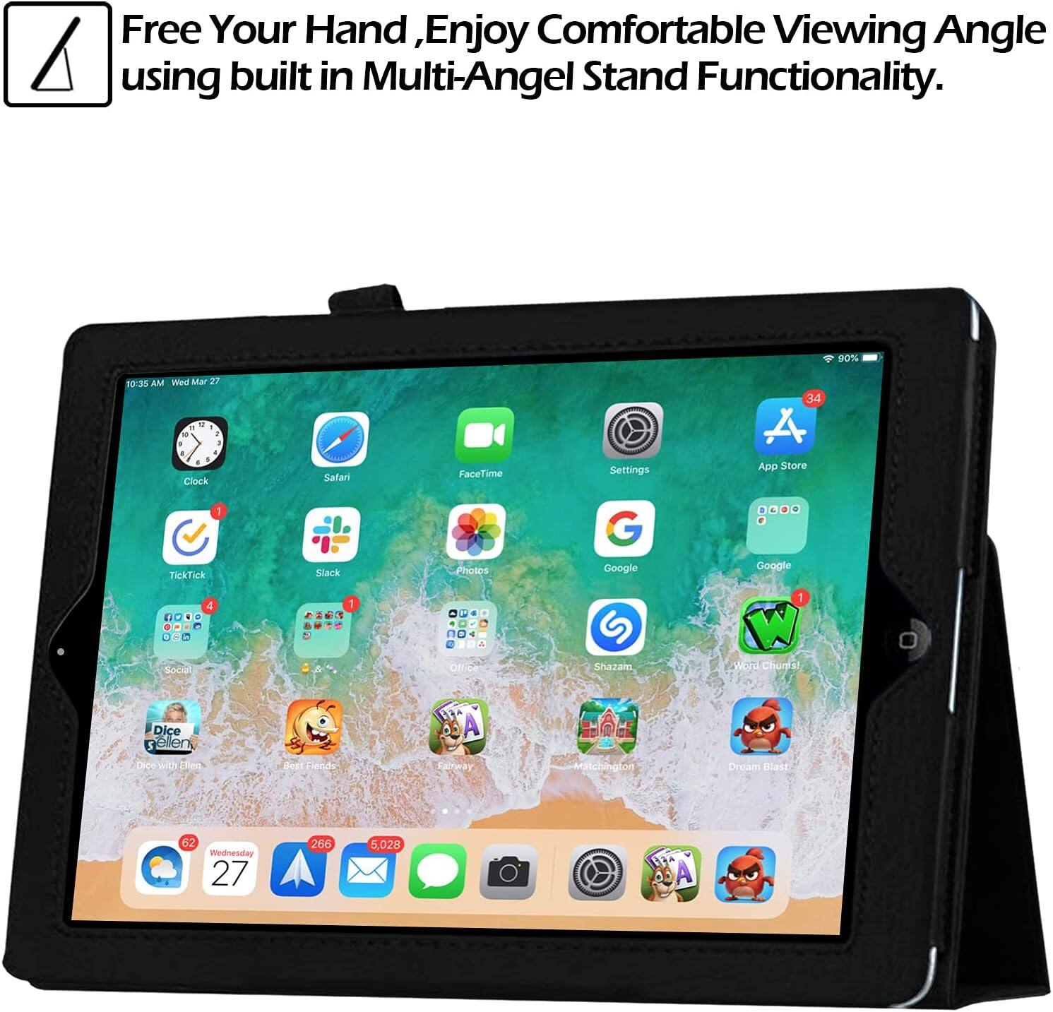 Free Your Hand, Enjoy Comfortable Viewing Angle using built in Multi-Angle Stand Functionality.

90%
10:35 AM Wed Mar 27
34
12

" to 2 e . a 4 . Clock 1 TickTick 4 a 5 Social
Safari Slack 1
FaceTime Photos Office
Settings G Google G Shazam
App Store & Google 1 W Word Chums!
Dice sellen Dice with Ellen
Story Fiends
A alway
Matchington
Dream Blast
62 Wednesday 27
266
5,028