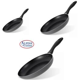 Alpine Cuisine - Non-Stick 3-Piece Aluminum Fry Pan Set - Black