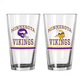 Logo Brands - Minnesota Vikings 16oz. Pint Glass Two Pack - Multicolor