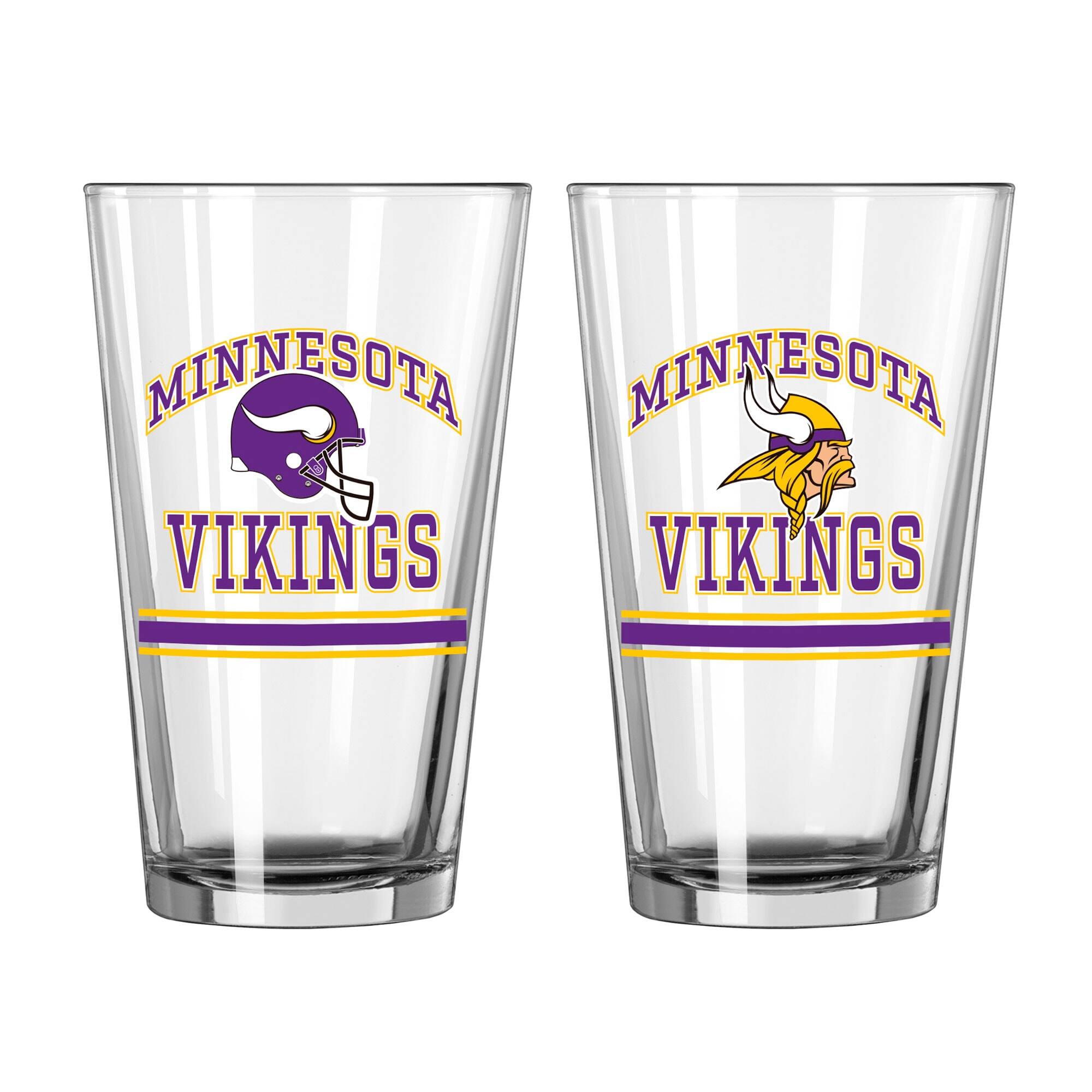 Logo Brands - Minnesota Vikings 16oz. Pint Glass Two Pack - Multicolor