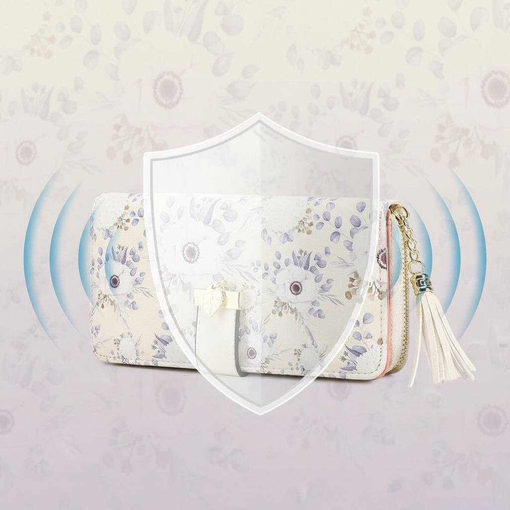 Alt View 1. ZUQIETA - ZUQIETA RFID Women's Wallet with Phone Pocket & Card Slots - Hydrangea Design - Hydrangea.