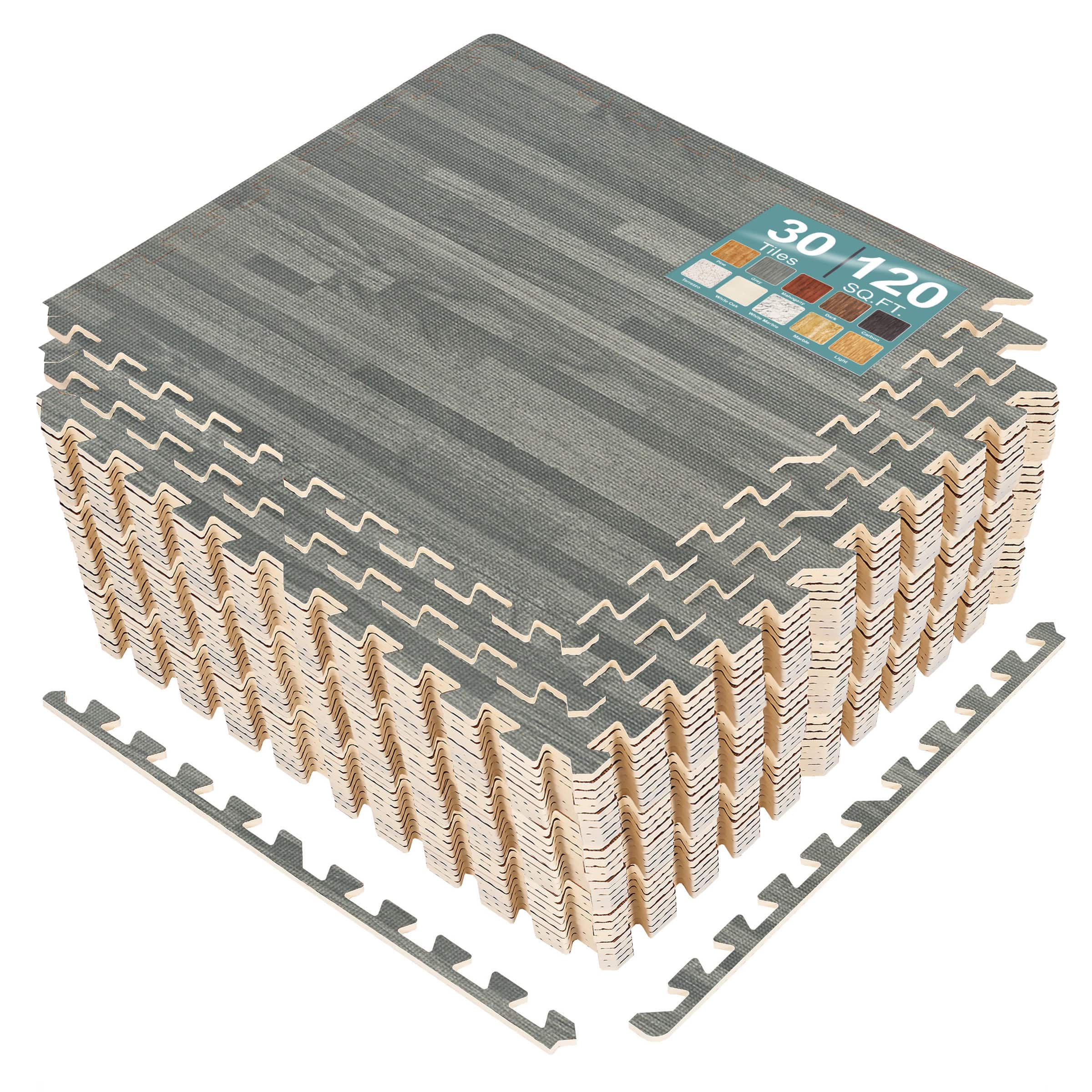 Sorbus - 3/8-Inch Thick 120 Sq. Ft. Wood Grain Floor Foam EVA Interlocking Mats Tiles w/ Borders - for Home, Trade Show - Gray price history on PriceWatchPro