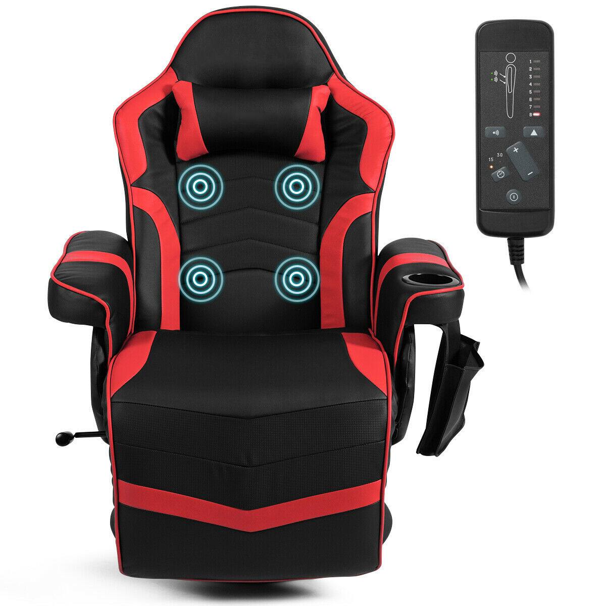 Alt View 4. Ecooso - Ergonomic Office Chair High Back Massage Gaming Recliner with Support Pillow - Red.
