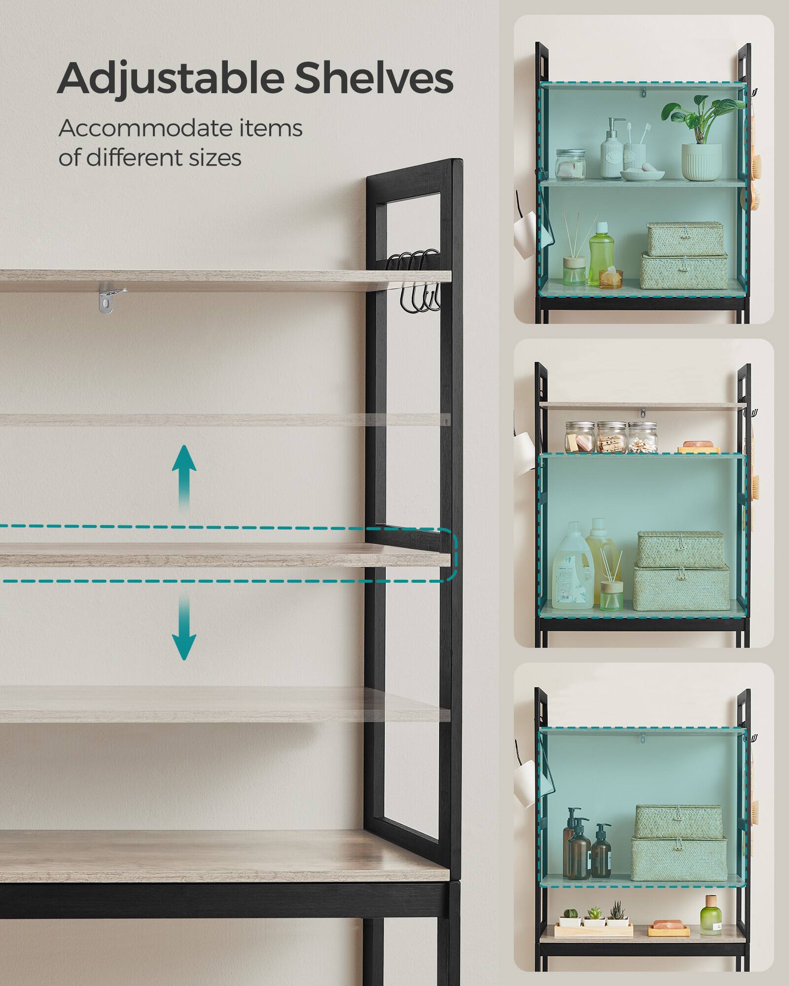 Adjustable Shelves  
Accommodate items of different sizes