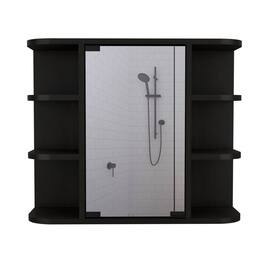 TuHome - Milan Medicine Cabinet, Six External Shelves Mirror, Three Internal Shelves - Black