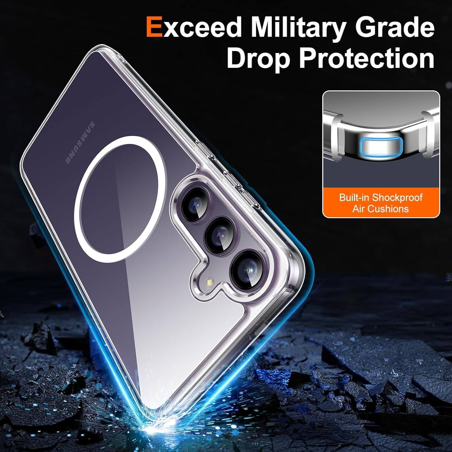 Exceed Military Grade Drop Protection, Built-in Shockproof Air Cushions