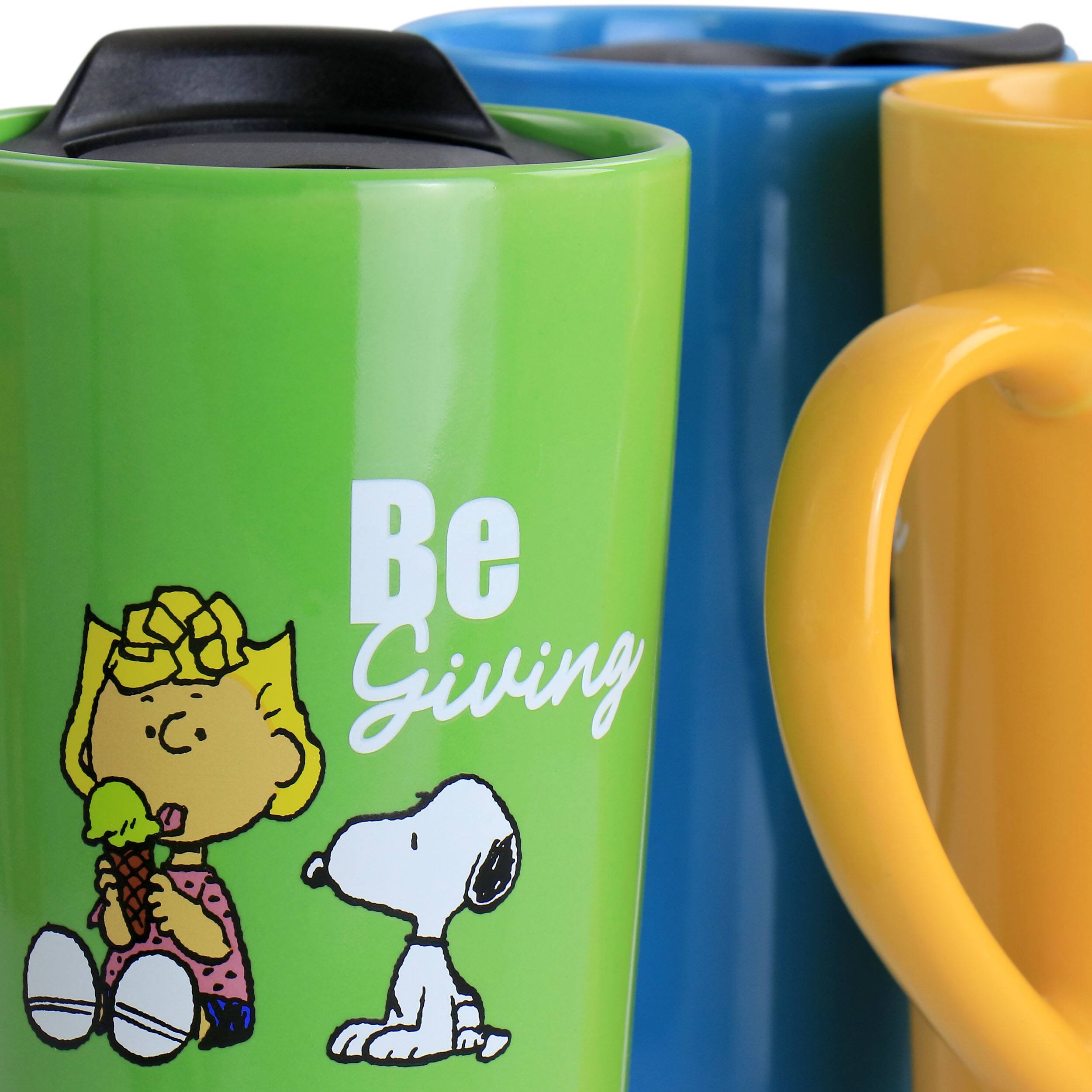 Alt View 5. Peanuts - Peanuts Gentle Reminders Stoneware 4 Piece 18oz Travel Cups in Assorted Designs - Assorted.