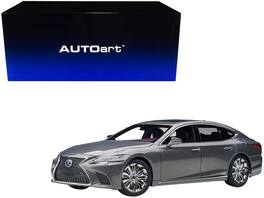 Lexus LS500h Manganese Luster Interior 1/18 Model Car by Autoart - Gray Metallic With Crimson And Black