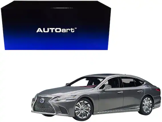 Front. Autoart - Lexus LS500h Manganese Luster Gray Metallic with Crimson and Black Interior 1/18 Model Car by Autoart - Gray Metallic With Crimson And Black.