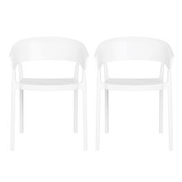 WestinTrends - Playa Outdoor Modern Stackable Plastic Resin Patio Dining Armchair (Set of 2) - White