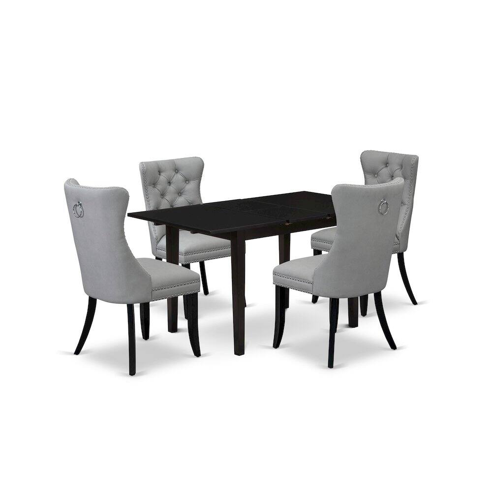 Front. East West Furniture - 5 Piece Kitchen Table Set - Black.