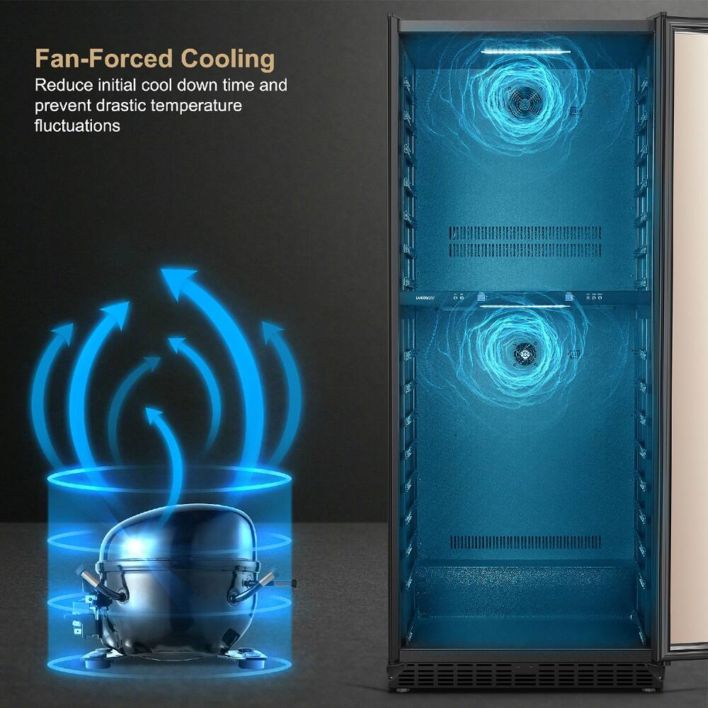 Alt View 11. LanboPro - 32 Inch 255 Bottle Dual Zone Wine Cooler Fridge with Huge Capacity and Fridge with Removable Shelves - Black.