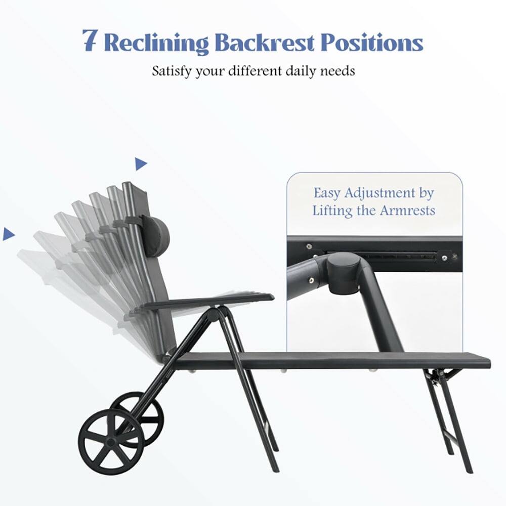 7 Reclining Backrest Positions  
Satisfy your different daily needs  

Easy Adjustment by Lifting the Armrests