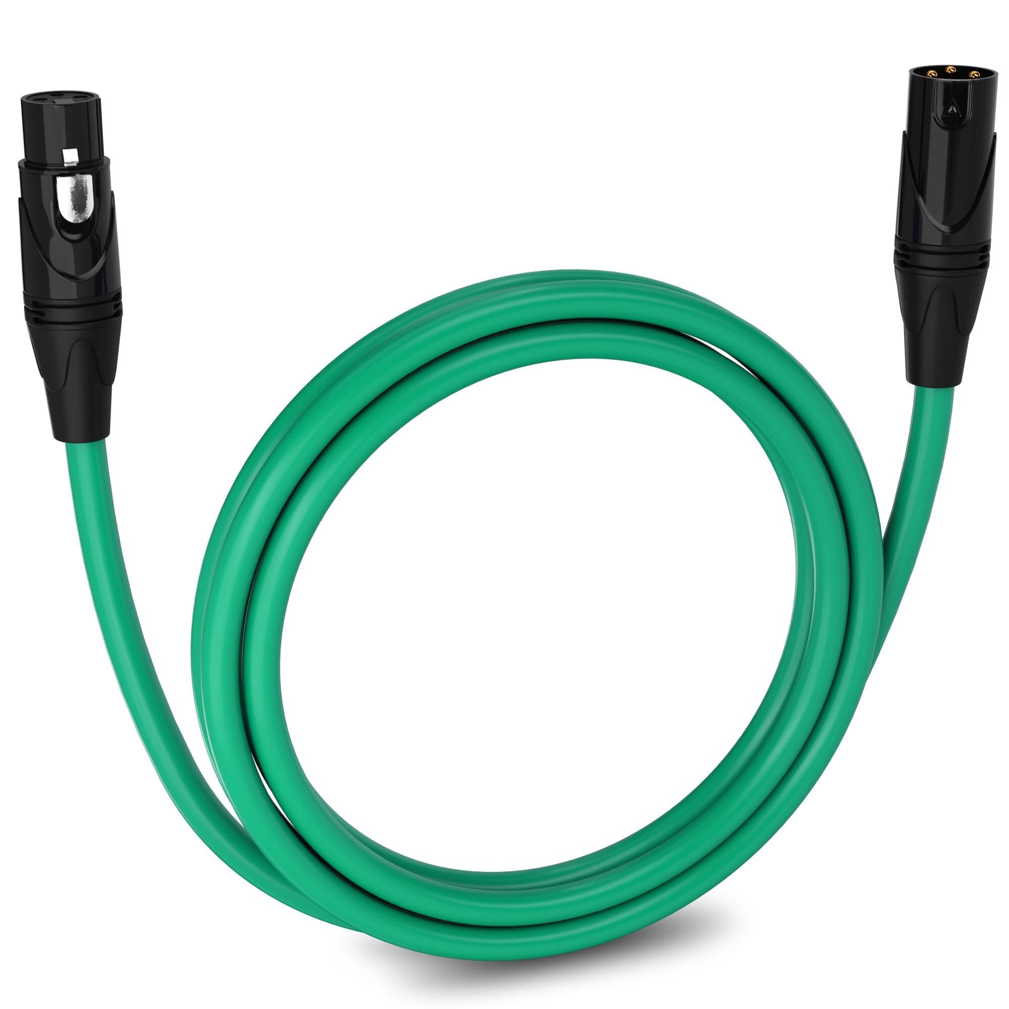 Front. Lyxpro - 6 ft Balanced XLR Cable, Male to Female, 3 Pin Microphone Cable - Green.