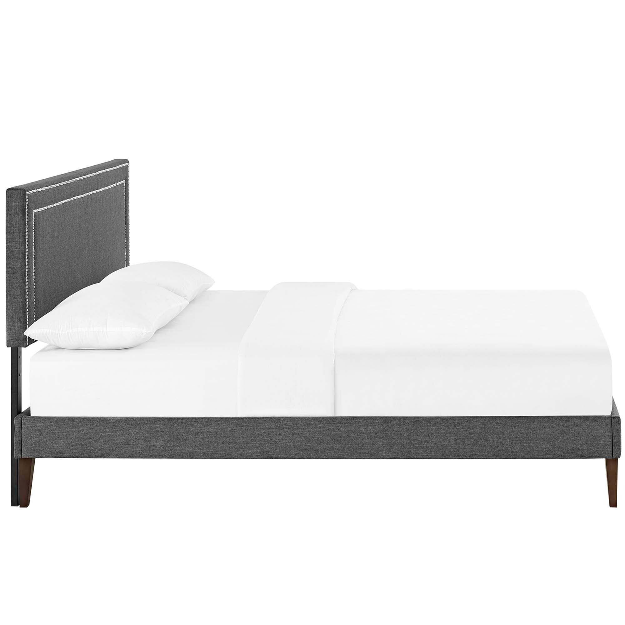 Back. Modway - Celine Channel Tufted Performance Velvet Twin Platform Bed - Gray.