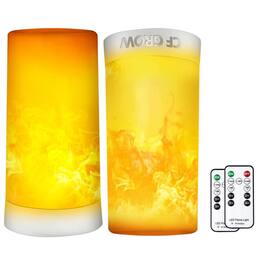 Dazzling Pops - LED Flame Effect Light USB Rechargeable Outdoor Flame Table Lamp Waterproof Dimmable Modes Lantern 【flame - Orange Remote control style-2PCS