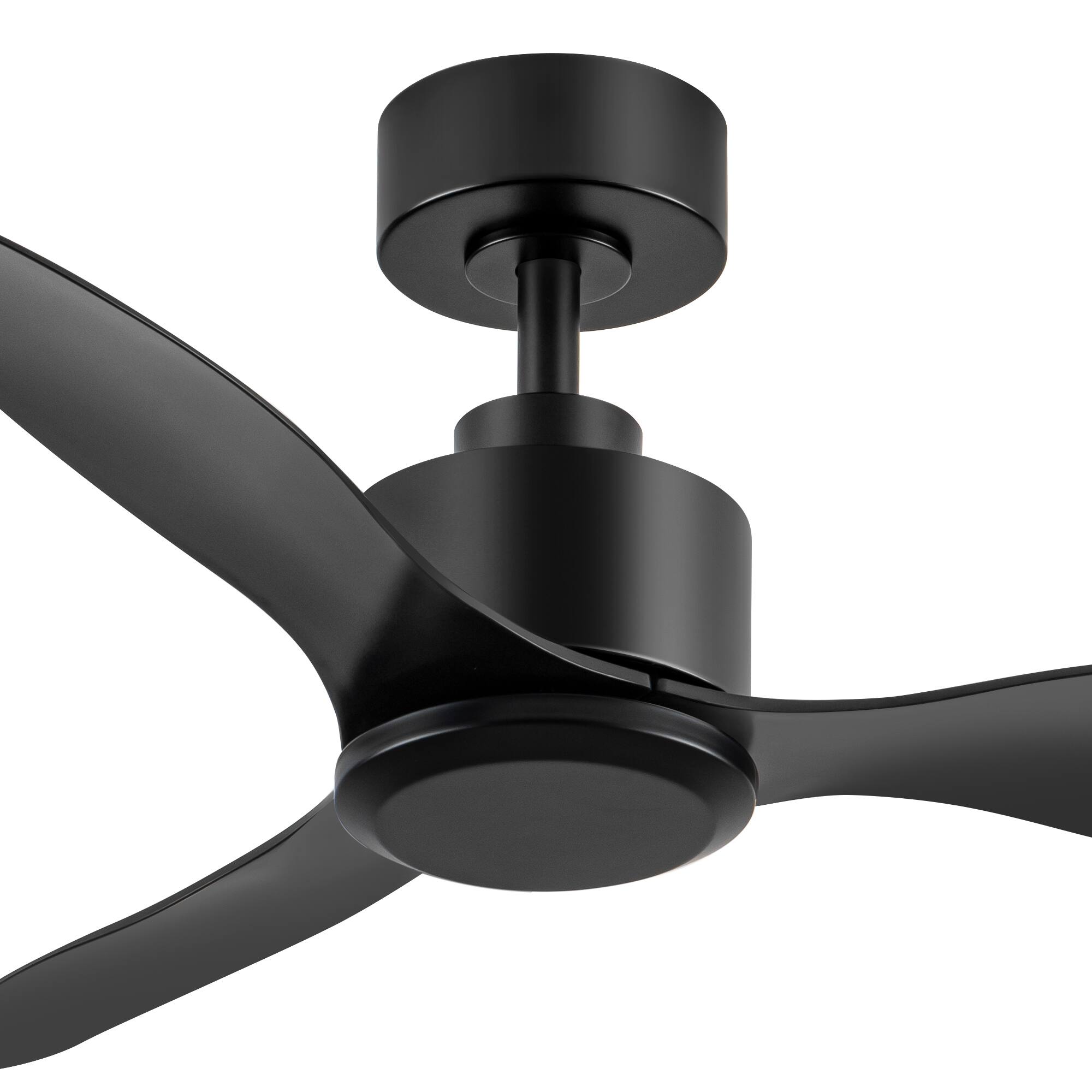 Back. Breezary - 42" Modern Indoor Ceiling Fan, 3 ABS Blades, 6-Speed DC Motor, Remote Control, Timer, 5'' Downrod, Light/No Light Option - Matte Black (Without Light).