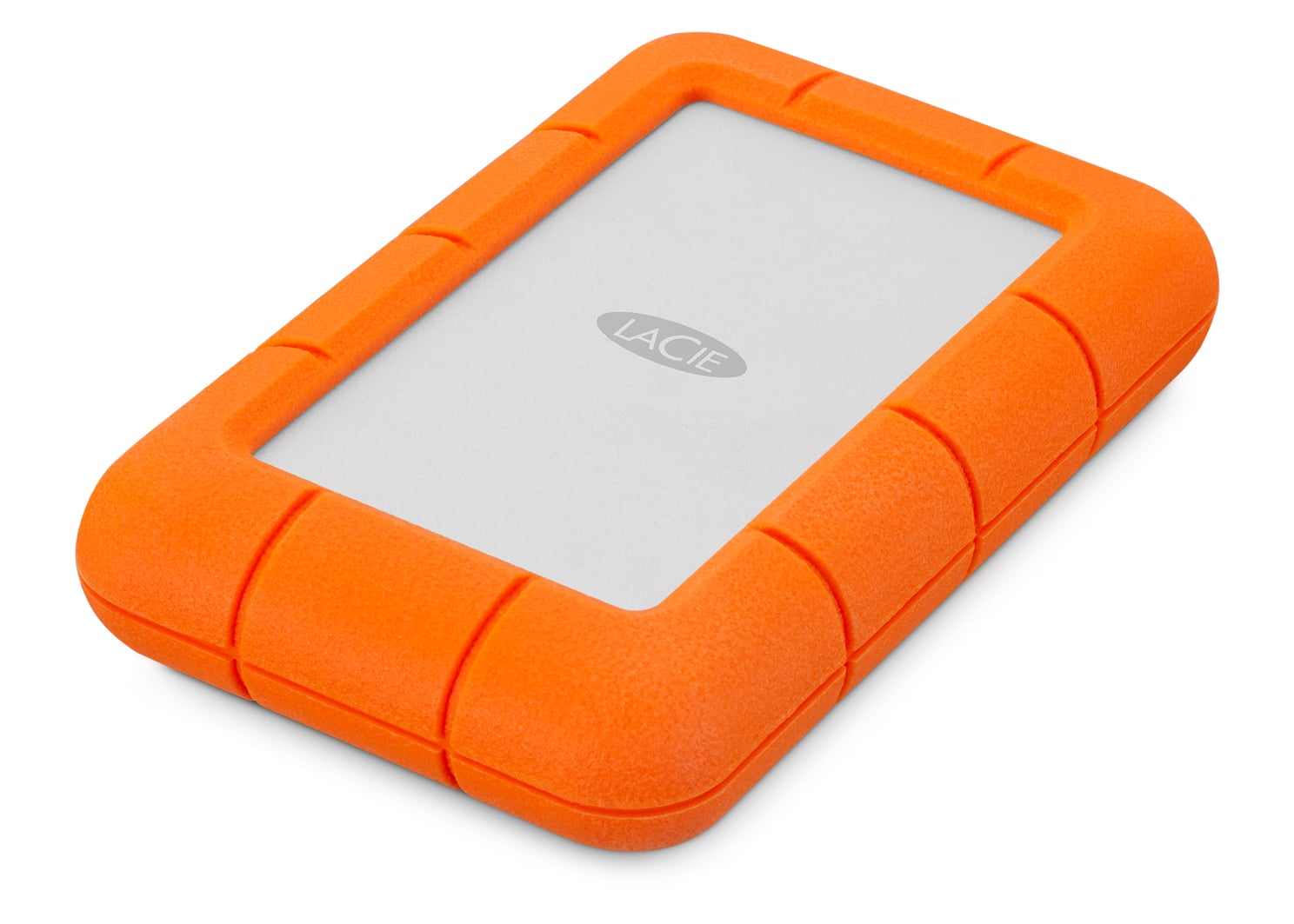 Front. LaCie - Rugged Mini 4TB External USB 3.0 Portable Hard Drive with Rescue Data Recovery Services - Orange/Silver.