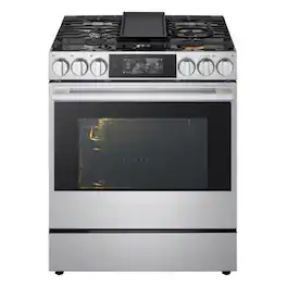 LG - SIGNATURE 6.3 Cu. Ft. Slide-In Gas True Convection Range with EasyClean, Color LCD Display and Smart AI Gourmet Camera - Stainless Steel