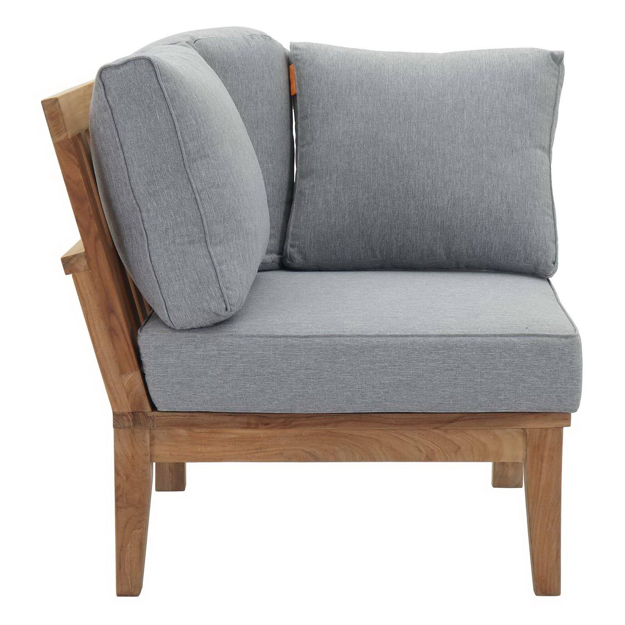 Alt View 1. Modway - Marina Outdoor Patio Teak Corner Sofa by Modway - Natural Gray.