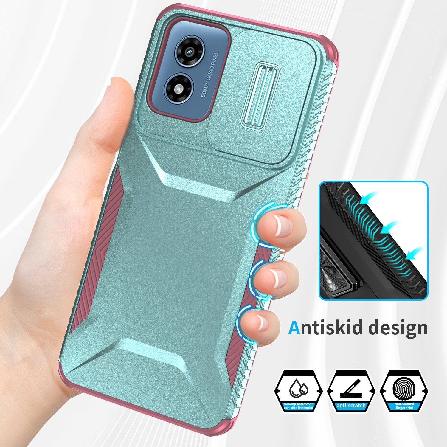 PIXEL QUAD 50MP

Antiskid design

Non-slip waterproof on-stick fingerprint

anti-scratch

Non-stained fingerprint