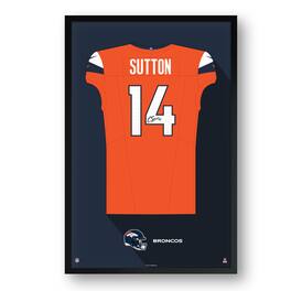 Sporticulture - Courtland Sutton 14" x 20" Framed Jersey Art Print - Multicolor